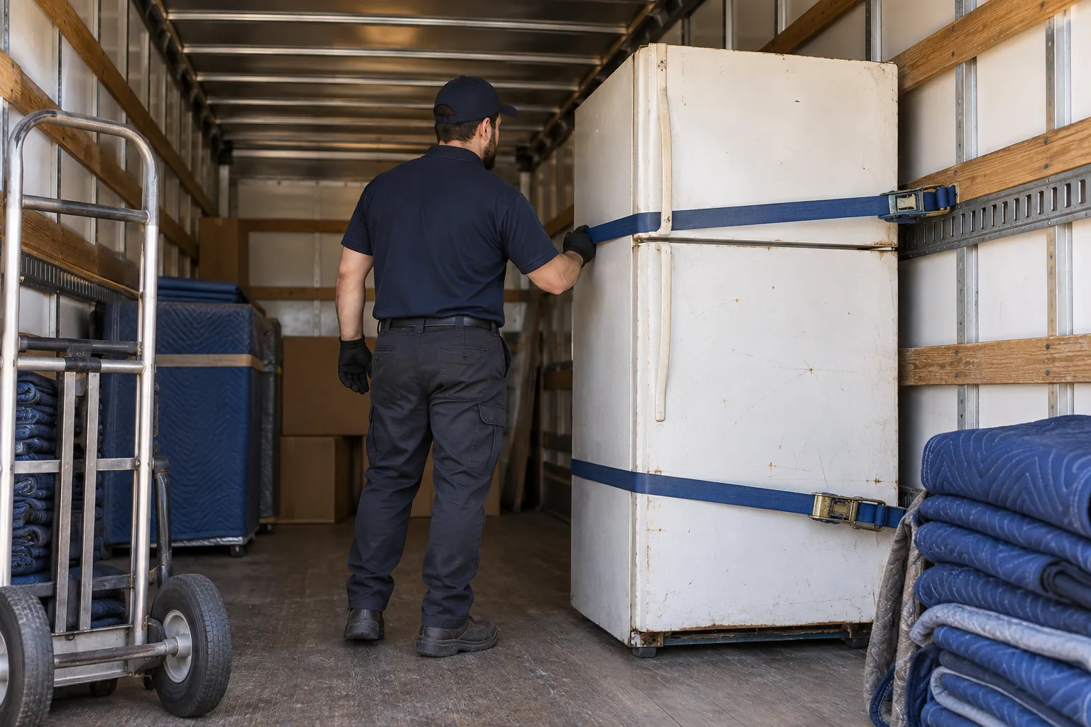 Prepared appliance secured for removal