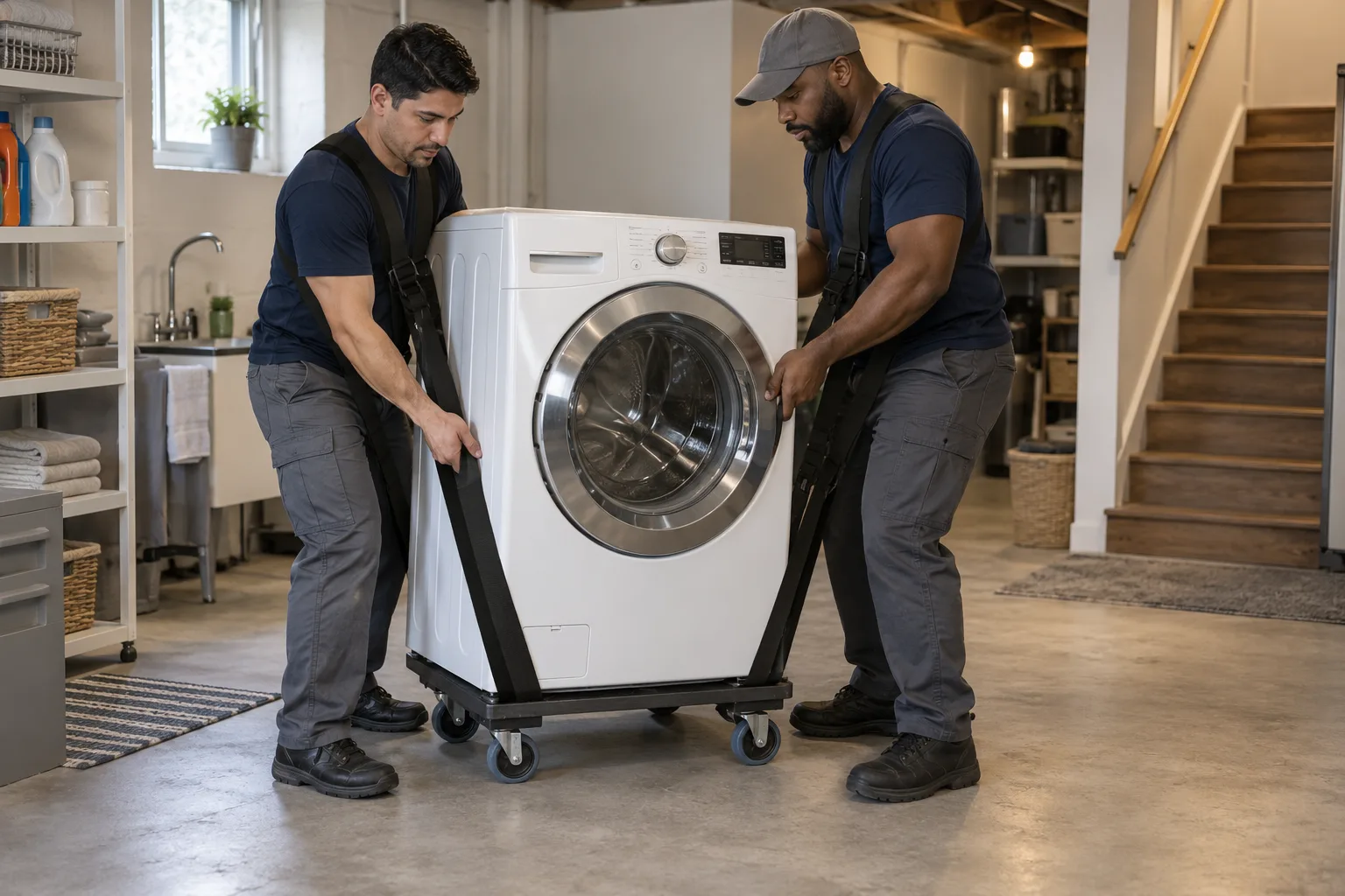 Washer & Dryer Removal service in progress